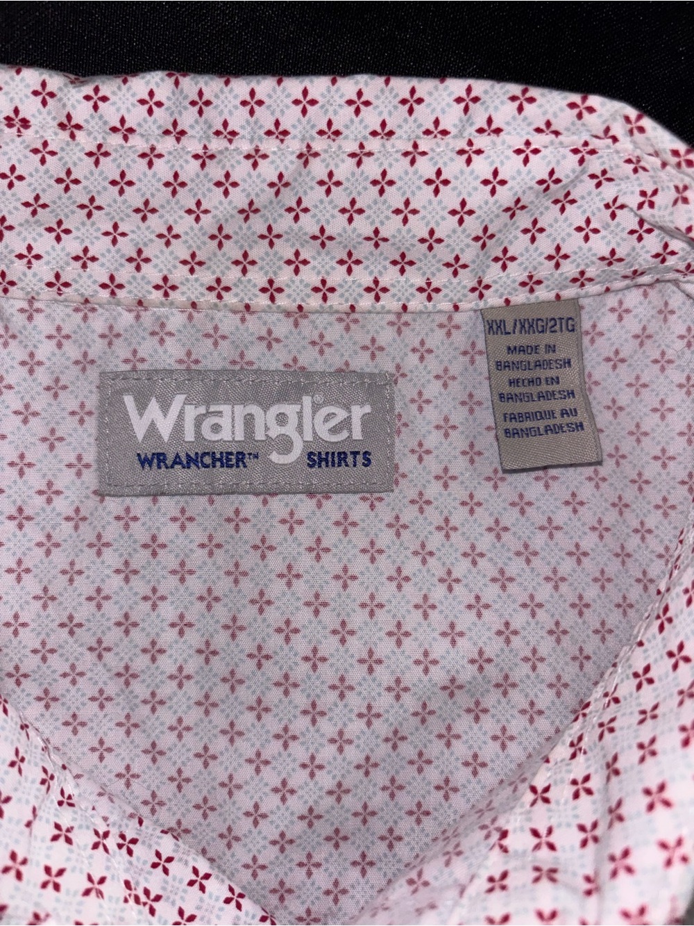 Wrangler Men’s White Shirt with Red Micro-Pattern